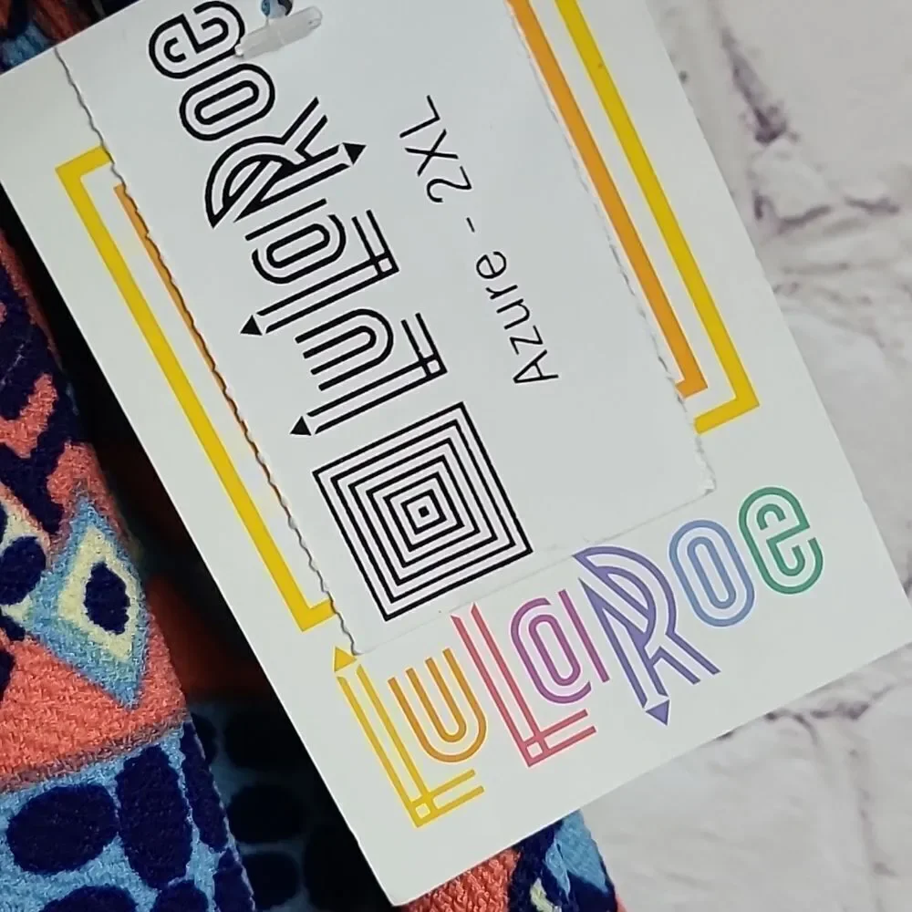 LuLaRoe Azure Skirt 2X Boho Geometric Midi Stretch Travel Plus Size NWT Comfy